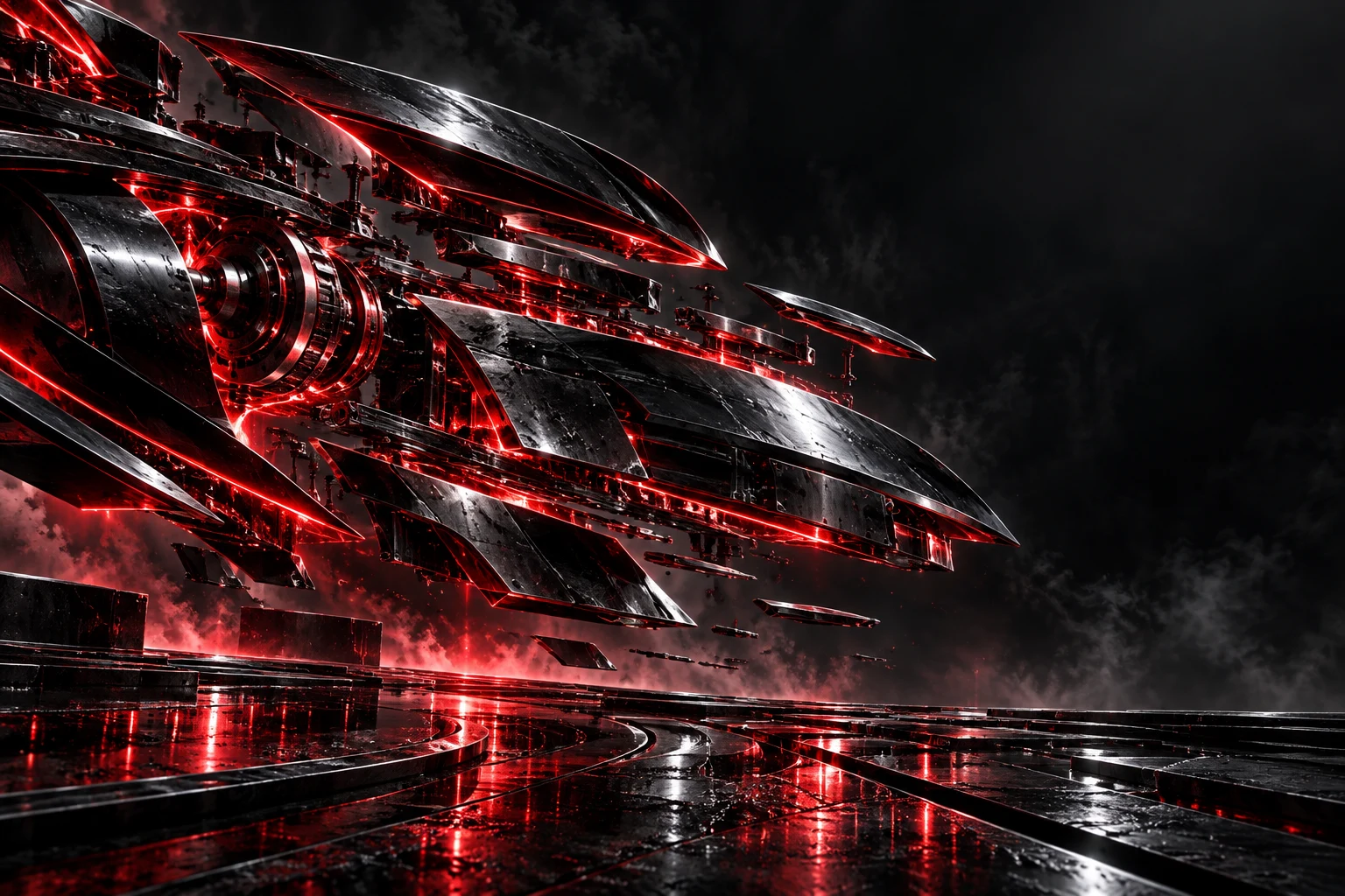 Precision-engineered black titanium components floating in an exploded assembly.